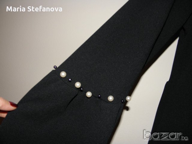 Елегантна Италианска черна рокля с перли, снимка 5 - Рокли - 20399342
