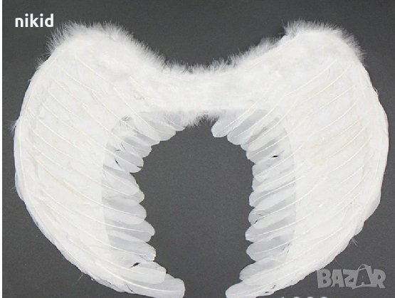 детски дамски бели крила от пера аксесоар към костюм ангел Хелоуин и др, снимка 5 - Други - 25507975