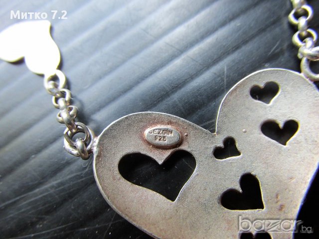 дамска сребърна гривна - сърце, снимка 6 - Гривни - 17071002