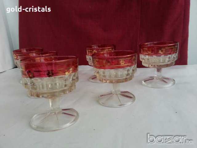  кристални чаши италия с позлата, снимка 13 - Антикварни и старинни предмети - 19846396
