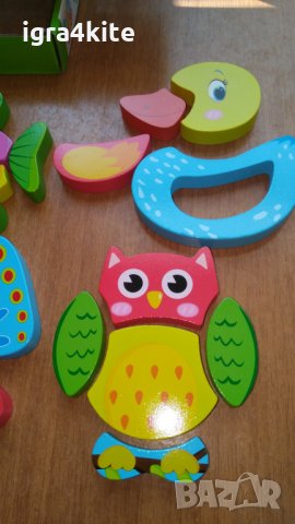 Комплект 4 бр. дървени животинчета пъзели със съставни части , снимка 6 - Образователни игри - 26162393