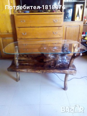  ръчно изработена маса от дърво и стъкло , снимка 2 - Маси - 22374302