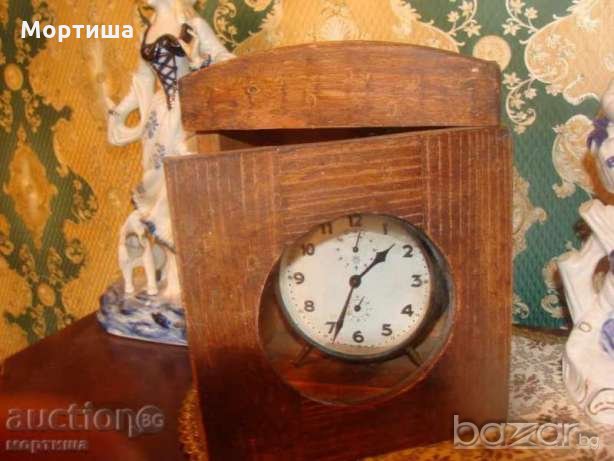   Антикварен будилник JUNGHANS с дървена кутия , снимка 2 - Колекции - 18196971