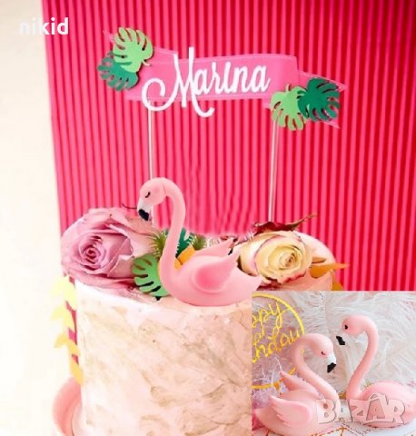 Фламинго пластмасова фигурка играчка и украса за торта декор топер , снимка 3 - Други - 22869198