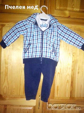 Панталон, боди с папионка и яке , снимка 3 - Комплекти за бебе - 13663850
