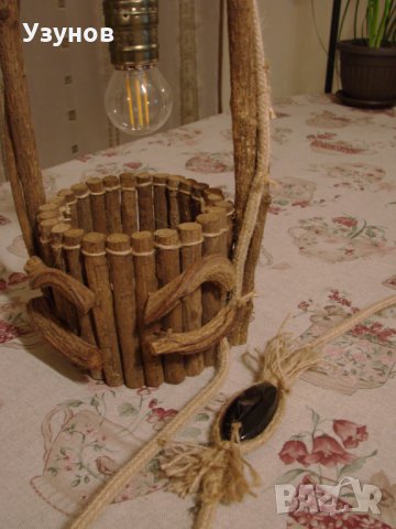 Уникална, ръчно изработена дървена битова лампа Геран за механа в битов/винтидж стил, снимка 3 - Настолни лампи - 24568964