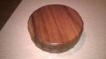 Ретро купа кръгла 15.5х4.5см-тиково дърво-внос швеицария, снимка 3