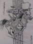 Картина Чингиз хан на кон върху оризова хартия от Монголия, снимка 12