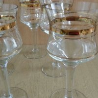 Стъклени чаши с златен кант, снимка 5 - Антикварни и старинни предмети - 25547637