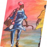  Музиканти от Африка-картина с маслени бои, снимка 2 - Картини - 25769458