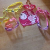 Детска плувна шапка и детски очила за плуване, снимка 1 - Шапки, шалове и ръкавици - 22892245