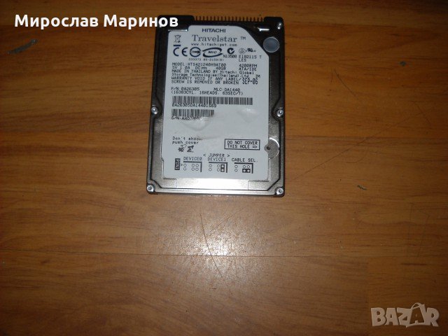 4.3. хард диск за лаптоп HITACHI 40 GB-АTA-IDE 2.5” 5400 RPM,8Mb кеш.Ползван 8 месеца и 15 дена, снимка 1