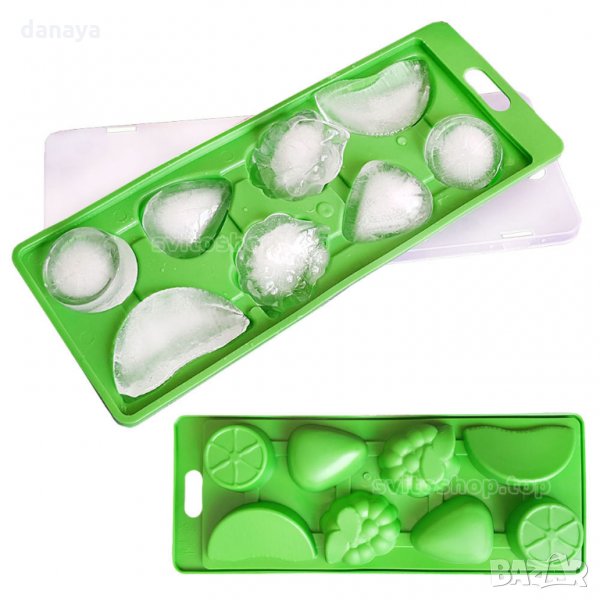 Пластмасова форма за лед с капак плодове големи кубчета лед, снимка 1