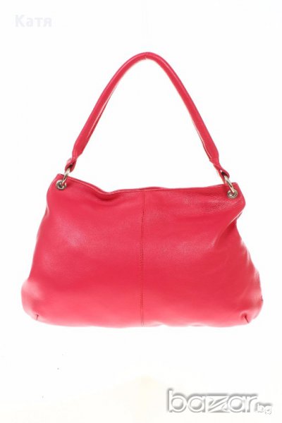 Червена дамска чанта, естествена кожа + портфейл подарък, снимка 1