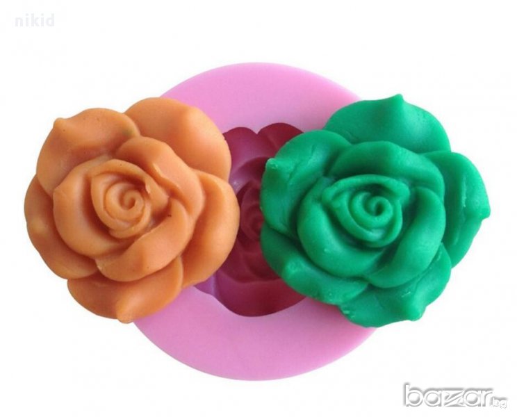 3D роза в кръг 6 см силиконов молд форма украса мъфини фондан торта шоколад и др, снимка 1