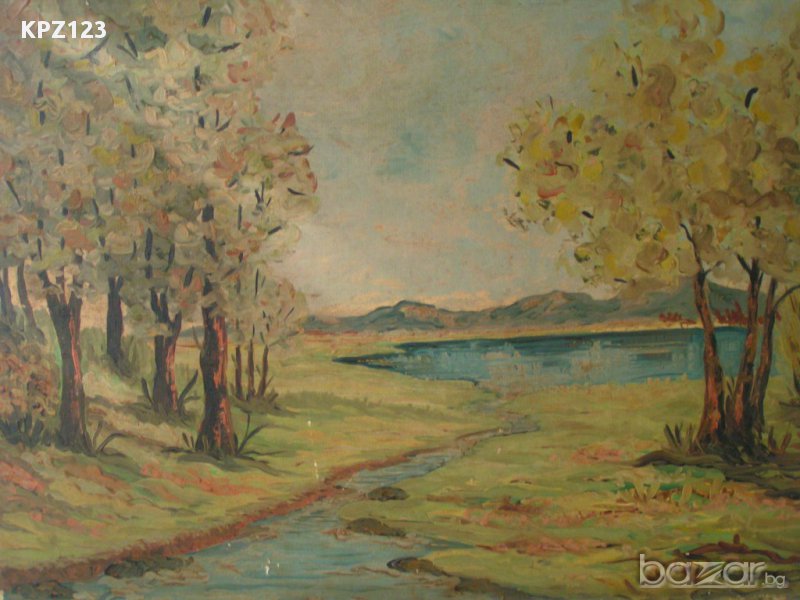 Пейзаж с езеро масло, М.Михайлов, снимка 1