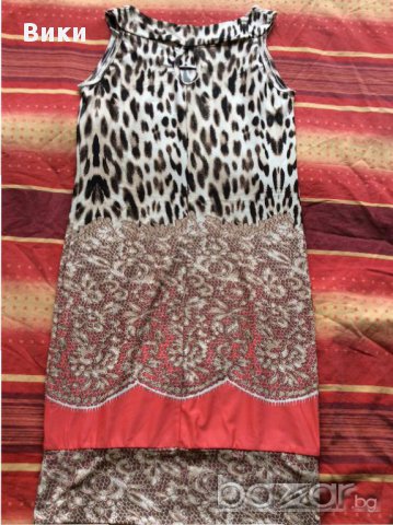 Тигрова рокля с цвят диня, снимка 5 - Рокли - 13735838