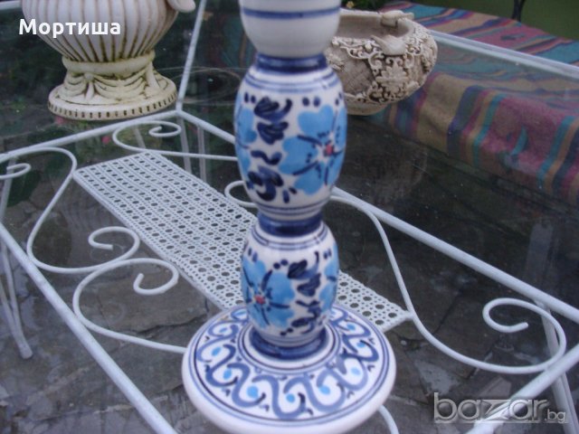  Гръцки порцеланов свещник , снимка 3 - Декорация за дома - 19556078