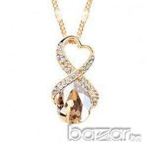 Колие позлатено с 18к злато с Сваровски кристали и Цирконий -№31, снимка 3 - Колиета, медальони, синджири - 6760004