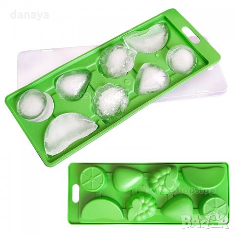 Пластмасова форма за лед с капак плодове големи кубчета лед