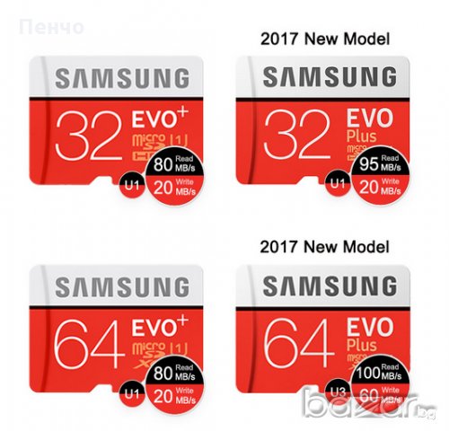 Нова карта памет SAMSUNG 64 GB Клас EVO MicroSD Клас 10 95MB/80MB, снимка 2 - Карти памет - 21271233