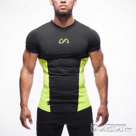 Маркови тениски за фитнес Gym Aesthetics Черно със Зелено