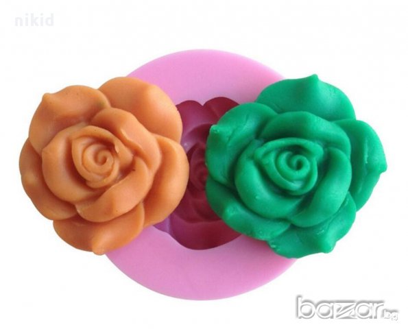 3D роза в кръг 6 см силиконов молд форма украса мъфини фондан торта шоколад и др