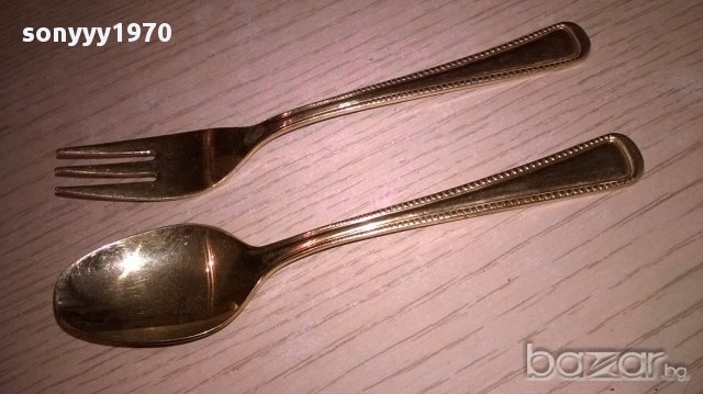 чаи/торта-Imperial 18/10-23/24 karat hartvergoldet-вилица+лъжица-внос швеицария, снимка 8 - Антикварни и старинни предмети - 17783773