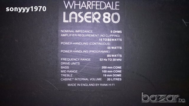 Wharfedale laser 80 hi-fi 2х85w/6ohm-48/27/25см-внос швеицария, снимка 11 - Тонколони - 15512042