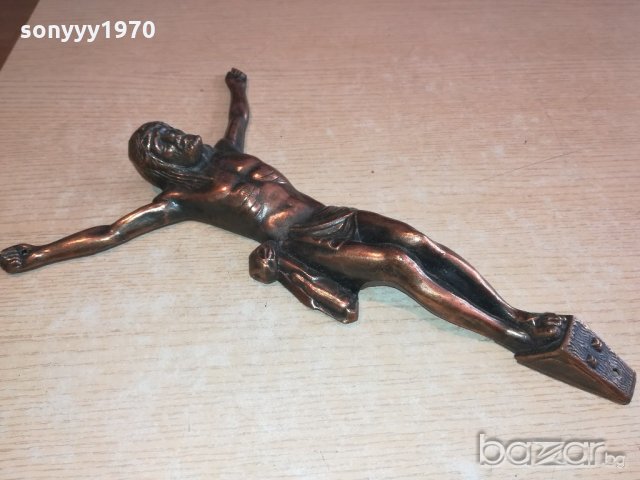 ретро колекция-христос-мед/месинг-внос швеицария-36х24см, снимка 3 - Антикварни и старинни предмети - 21104999