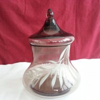 Стъклена купа с капак захарница бонбониера и др, снимка 8 - Антикварни и старинни предмети - 20243932