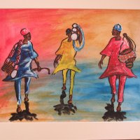  Музиканти от Африка-картина с маслени бои, снимка 6 - Картини - 25769458