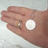 Старинен Сребърен Медальон - Немска Монета , снимка 3 - Колиета, медальони, синджири - 25256766