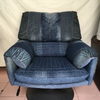 Дънкови кресла / Ръчно изработена дамаска , снимка 2 - Дивани и мека мебел - 22317721