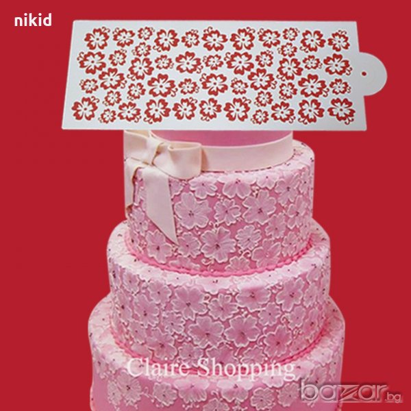 ситни цветчета стенсил спрей за торта украса кекс декорация с пудра захар, снимка 1