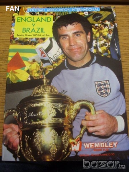 Англия - Бразилия оригинална футболна програма от 1987 г., снимка 1