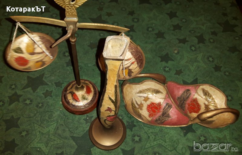 Уникални Старинни Месингови - Ваза, Везни и Бомбониера, снимка 1