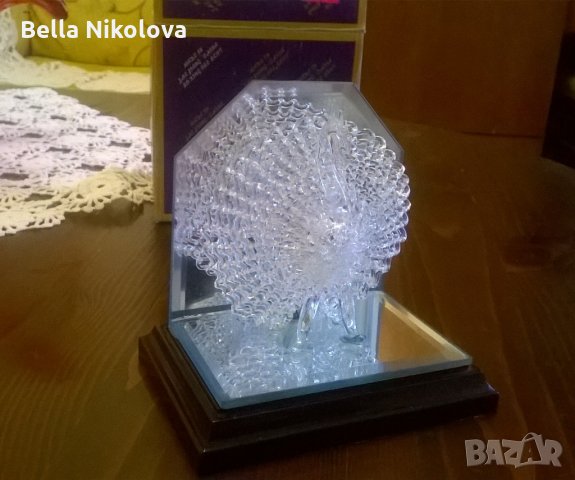 стъклен светещ паун, снимка 5 - Декорация за дома - 22843237