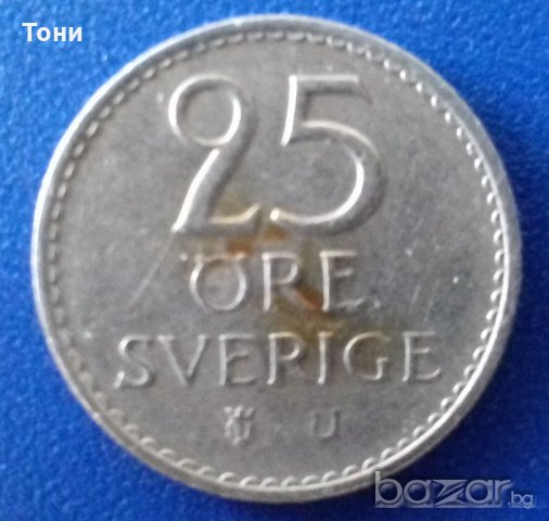 Монета Швеция 25 Йоре 1973 г., снимка 1