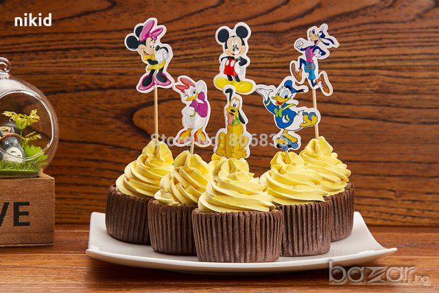 Мини Мики Маус и приятели 24 бр топер клечки за мъфини декорация и украса