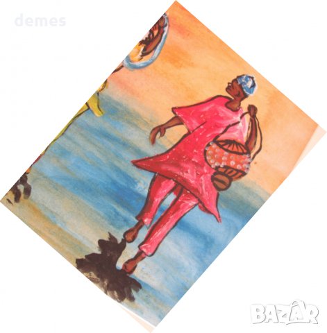  Музиканти от Африка-картина с маслени бои, снимка 4 - Картини - 25769458