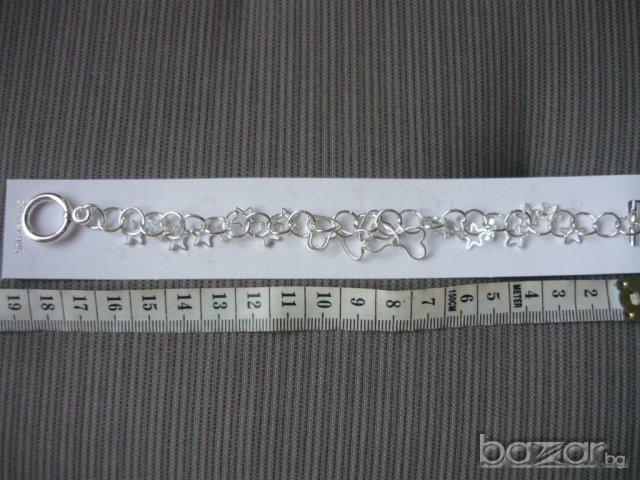 Нова сребърна гривна със сърца, снимка 2 - Гривни - 6443880