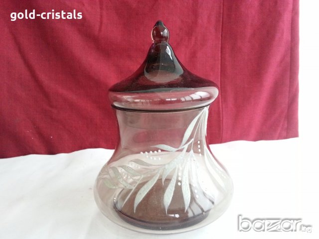 Стъклена купа с капак захарница бонбониера и др, снимка 8 - Антикварни и старинни предмети - 20243932