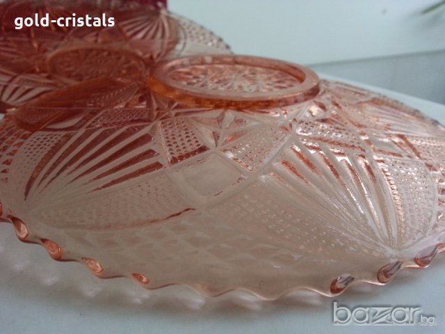   стъклени чинии цветно розово стъкло , снимка 14 - Антикварни и старинни предмети - 19926885