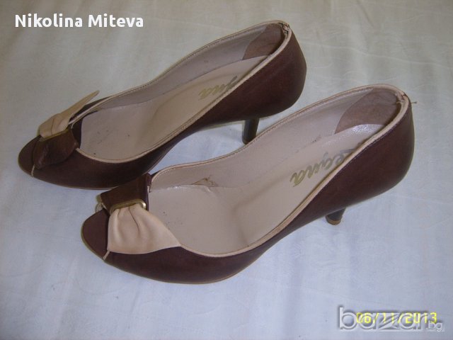 Дамски кафяви обувки, снимка 3 - Дамски обувки на ток - 18037549