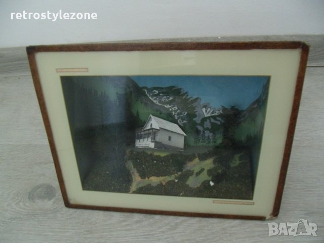 № 842 старо пано / картина  - размери 26,5 / 20,5 / 7 см  - ръчна изработка  . соц.период, снимка 6 - Други ценни предмети - 21820266