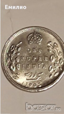 1903 ONE RUPEE INDIA, снимка 1 - Нумизматика и бонистика - 16183878
