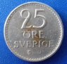 Монета Швеция 25 Йоре 1973 г.