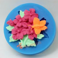 Цветя с кацнала пеперуда силиконов молд форма за декорация торта фондан шоколад и др, снимка 1 - Форми - 19053378