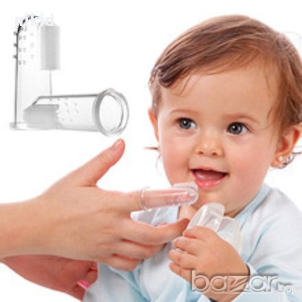 Накрайник уред за миене на зъби и масажиране на венци четка чесалка силикон напръстник почистване, снимка 1